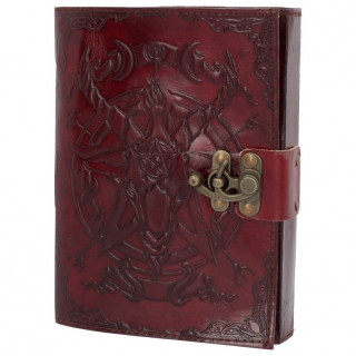 Grimoire  Dmon Baphomet en cuir et papier ancien (12,5x18cm) - (vierge)