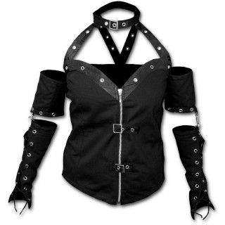 Haut femme style rock destroy  sangles, rivets et lacets