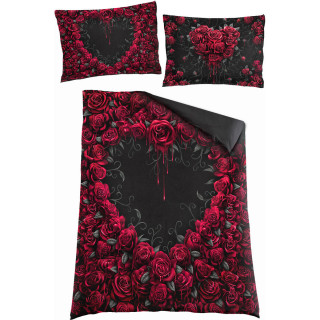 Housse de couverture Coeur de roses en sang double face (135x200cm) + 2 taies d'oreiller UK et EU