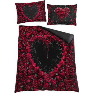Grande Housse de couverture Coeur de roses en sang double face (200x200cm) + 2 taies d'oreiller UK et EU