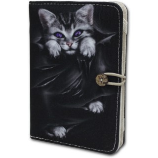 Housse porte-folio pour liseuse Kindle avec chat gris  griffes sorties et dchirures