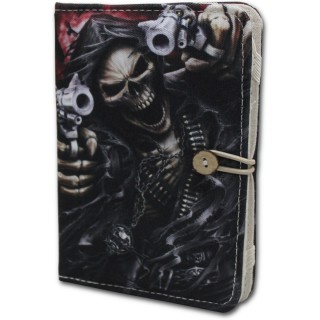 Housse porte-folio pour liseuse Kindle avec La Mort pointant ses pistolets