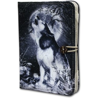 Housse porte-folio pour liseuse Kindle avec loup dans une fort enneige