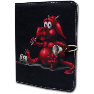 Housse porte-folio pour tablette iPad Air avec mignon dragon rouge mangeant de la glace