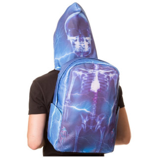 Sac  dos avec capuche gothique Banned bleu  squelette et clairs