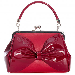 Sac  main retro glam similicuir bordeau  noeud papillon couvrant - Banned