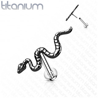 Piercing Titane labret  serpent Noir (tige push-in)