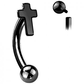 Piercing arcade Croix Latine Noire en acier