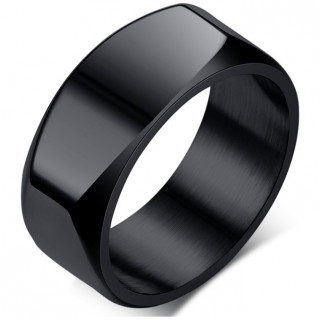 Bague homme en acier design cendrier - Noir