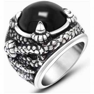 Bague homme en acier  orbe noir et griffes