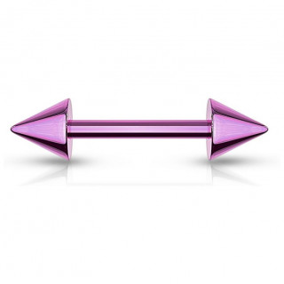 Piercing barbell violet à pointes en acier (hélix, arcade...)