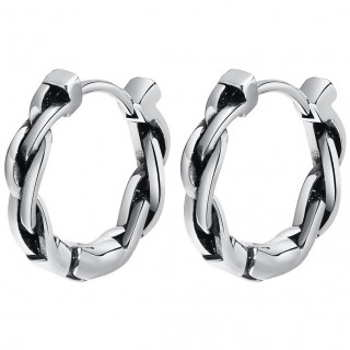 Boucles d'oreilles homme twistes en acier (paire)