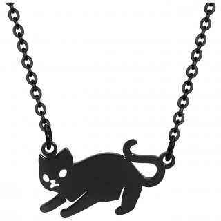 Collier chat noir en acier