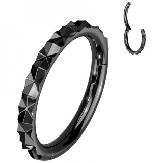 Piercing anneau segment noir faceté en X en acier haute précision
