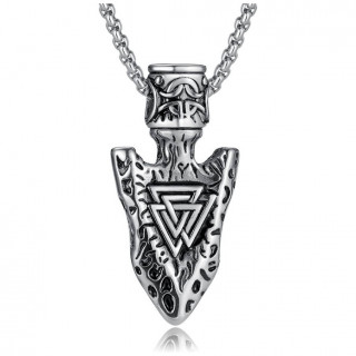 Pendentif acier vieille pointe de flche  Valknut