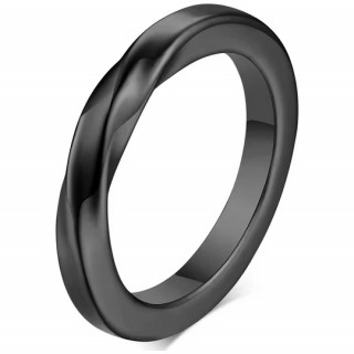 Bague homme noire acier � bandeau vrill�