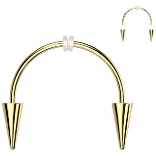 Piercing smiley dor� "dents de vampire" en acier + orings