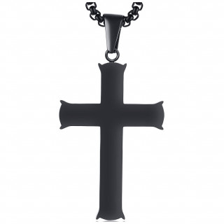 Pendentif croix noire potenc�e en acier