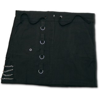 Jupe courte noire style rock  anneaux et chaines