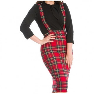 Jupe vintage punk-rock motif Tartan  bretelles - Banned