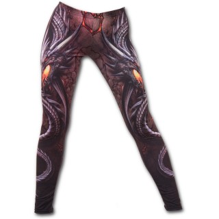 Legging femme gothique avec dragons gris sur lave craquele