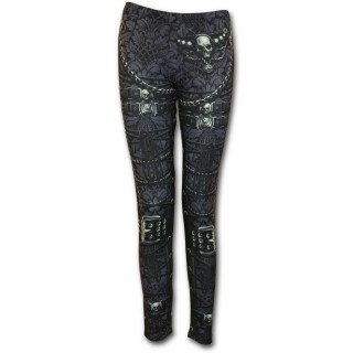 Legging femme gothique  motifs vampires et fausses ceintures