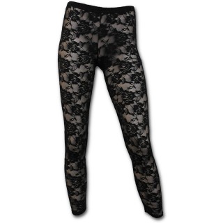 Legging femme gothique noir lgant  dentelle de fleurs