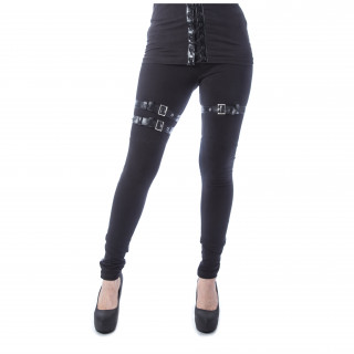 Leggings gothique-rock noir  ceintures GRIM - Poizen Industries