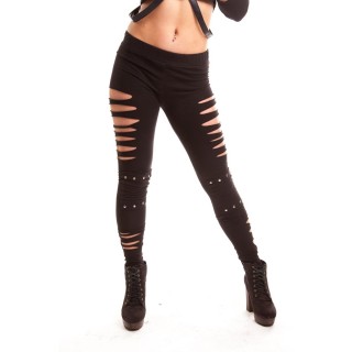 Leggings gothique-rock noir rivet  jambes lacres - Vixxin