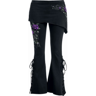 Leggings patte d'eph  ceinture mini jupe  motif rose violette