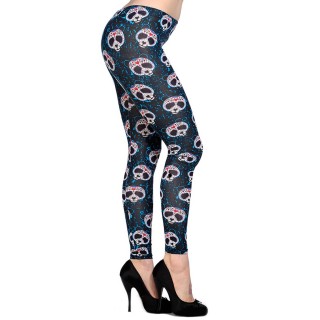 Leggings rock Banned bleu  motif panda style crane de sucre