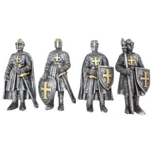 Lot de 4 magnets templiers en armure "Defend the Realm"