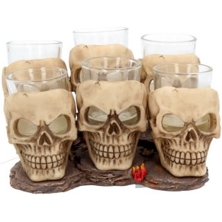 Lot de 6 verres  shooter en formes de crane avec plateau