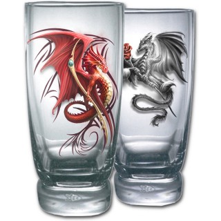 Lot de 2 verres transparents avec dragons scandinaves  sceptre et rose