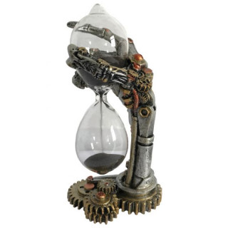 Main squelette steampunk tenant un sablier (16cm)