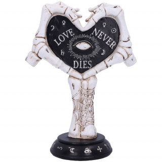 Mains squelettes formant un coeur "Love Never Dies" (21.5cm)