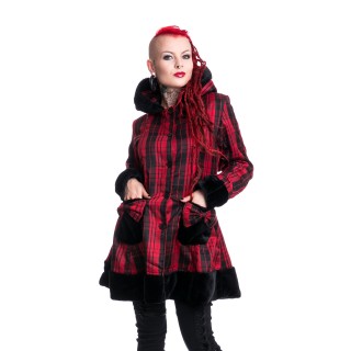 Manteau punk-rock femme tartan rouge et noir ELSA COAT - Vixxin