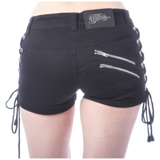 Mini short femme rock noir  zips et lacets DINA - Vixxsin