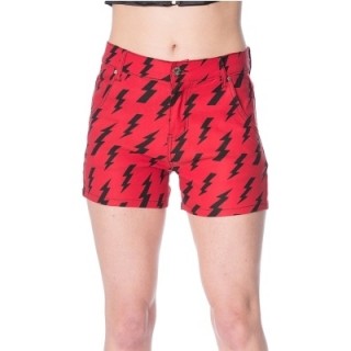 Mini short rock rouge  clairs noirs "THUNDERBOLT" - Banned