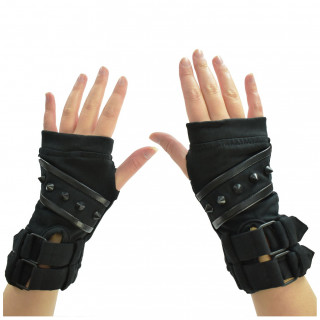 Mitaines goth-rock noires  pointes et sangles XIAN GLOVES - Poizen Industries