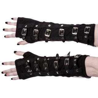 Mitaines gothiques femme noires BUCKLE ARMWARMERS - Poizen Industries