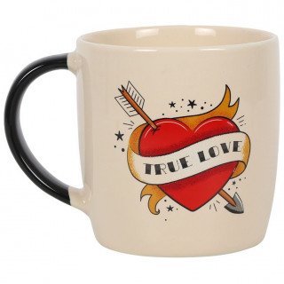 Mug à coeur transpercé d'une flèche façon tattoo "True Love"