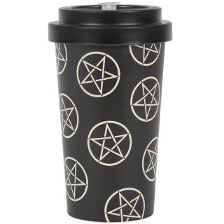 Mug de voyage / Travel mug en bambon noir  pentagrammes