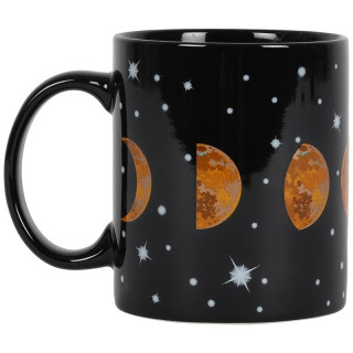 Mug en cramique noire  phases de lunes