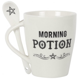 Mug gothique blanc Morning Potion avec sa cuillère