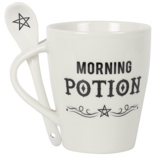 Mug gothique blanc Morning Potion avec sa cuillre