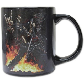 Mug gothique noir avec guitariste faisant le salut Rock