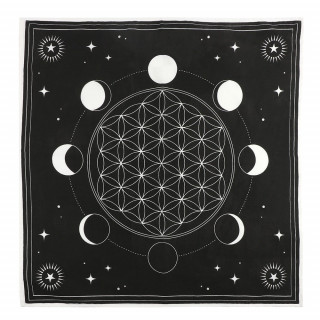 Nappe d'autel noire  phases de lune en coton (70x70cm)