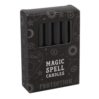Pack de 12 bougies noires pour rituel de protection (10cm)