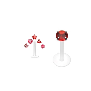 Pack piercing lvre labret PTFE rouge